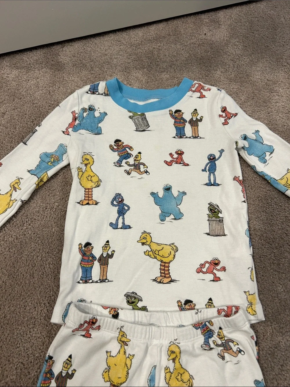 Pottery Barn Kids' Sesame Street Character Pajama Set - Blue Trim